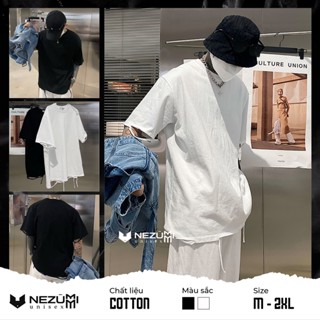   Sẵn đen trắng  Áo thun tay lỡ rách gấu tạo layer hiphop đường phố - Áo phông unisex nam nữ 