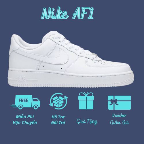 Giày Thể Thao AF1, Giày Nike Air Force 1 Cao Cấp, Bản Full Trắng Đầy Đủ Size Nam Nữ 36-43 Và Qùa Tặng
