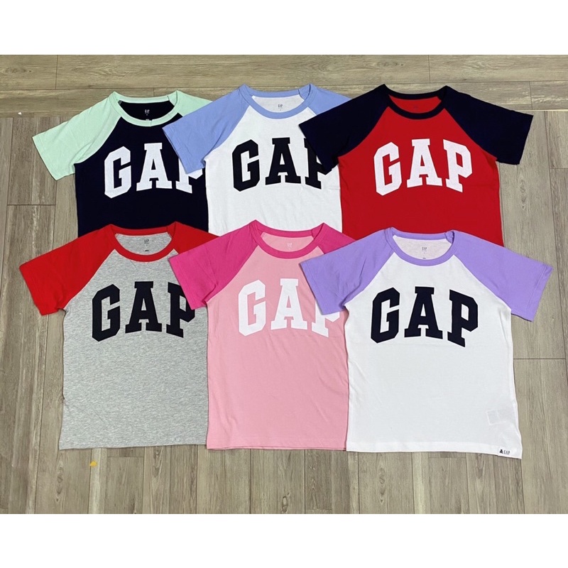 Áo GÁP size đại bé trai bé gái siêu mát phối tay màu năng động sz 4-14Y