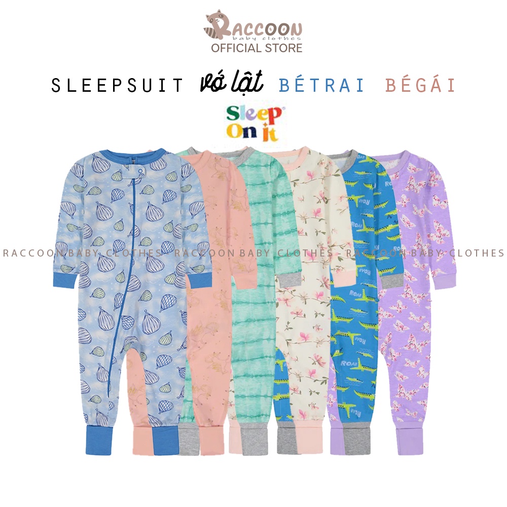 Bộ đồ liền thân vớ lật siêu co giãn 2in1 bodysuit sleepsuit xuất dư bé trai bé gái Sleep On It