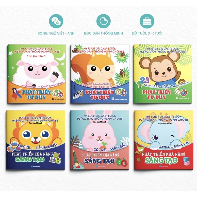 Sách -Bộ 6 cuốn Miếng Dán Thông Minh Cho Bé - Phát Triển Khả Năng Sáng Tạo, Tư Duy - My First Sticker Book