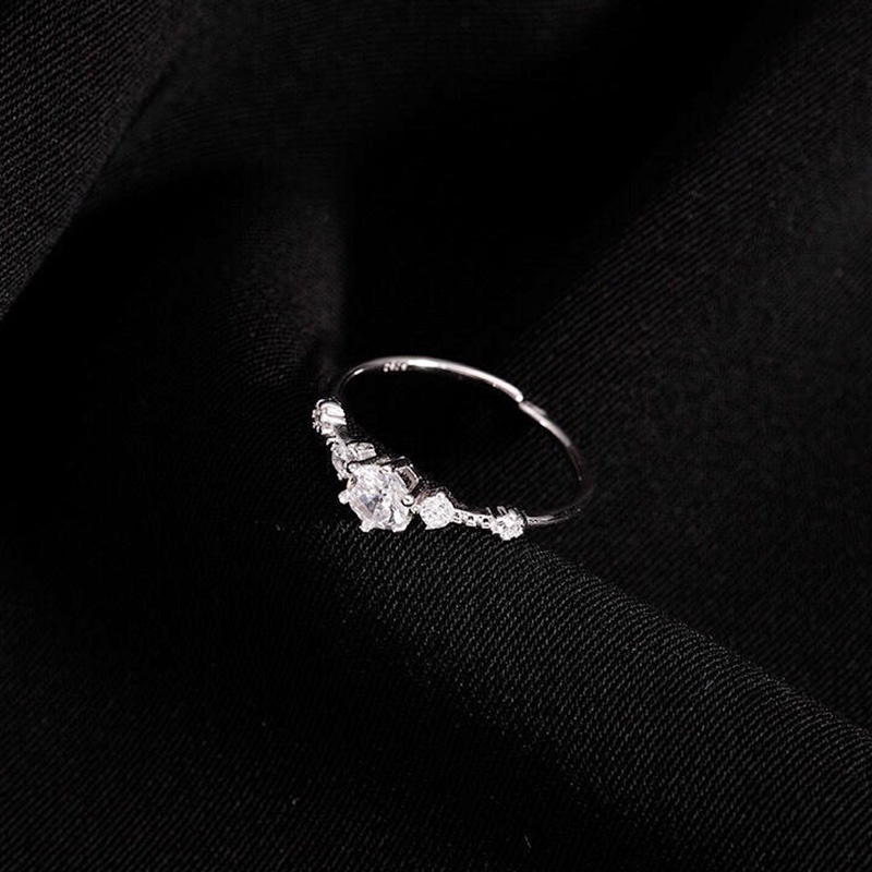 Nhẫn Hở Mạ Bạc 925 Đính Đá Zircon Phong Cách Hàn Quốc Cho Nữ