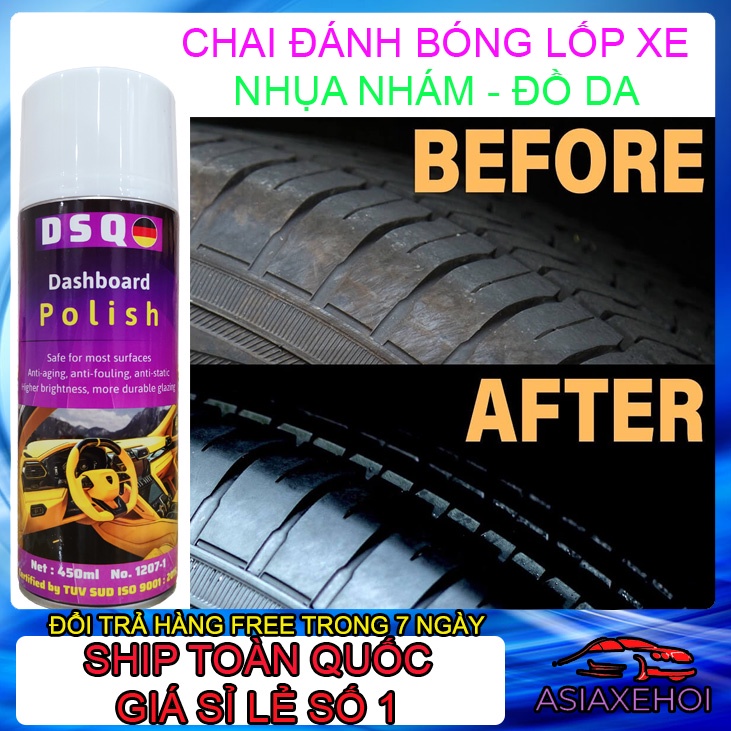 Chai Xịt Bóng Lốp - Phục Hồi Lốp Xe Cũ - Làm Đen Lốp Xe Chính Hãng DSQ Xuất Khẩu Đức ASIA XE HOI