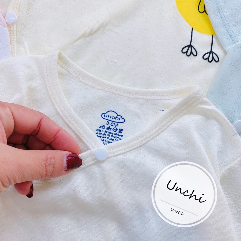 (MS94)Body chip UNCHI cộc tay cúc lệch vải cotton thông hơi mềm mát cho bé (6-12kg)