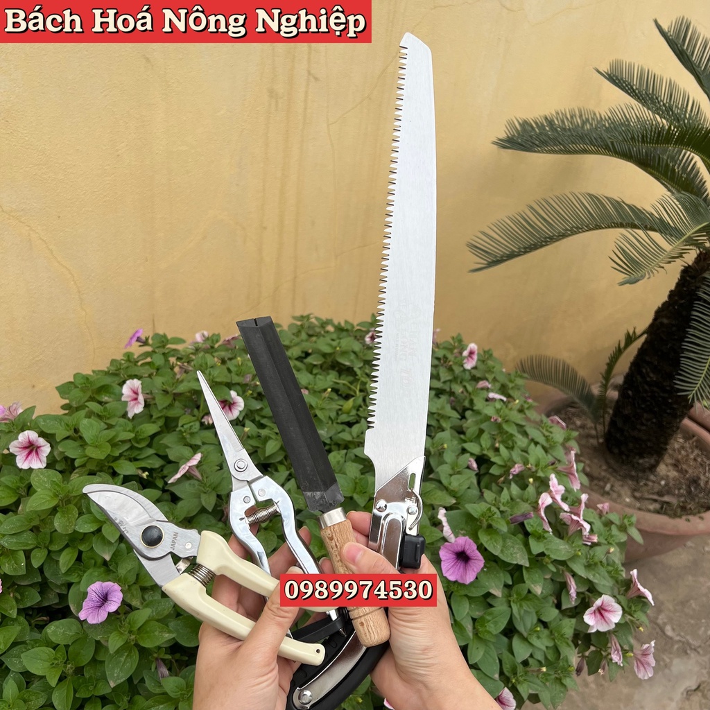 Combo Cắt Tỉa Cây cảnh, Bonsai : Kéo Cắt Cành + Kéo tỉa lá,tỉa dăm + Cưa Gỗ Cầm Tay (35cm) + Dũa Cưa, kéo