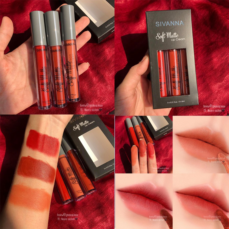 Set 3 Màu Son Sivanna Soft Matte Lip Cream HF359-A Thái Lan