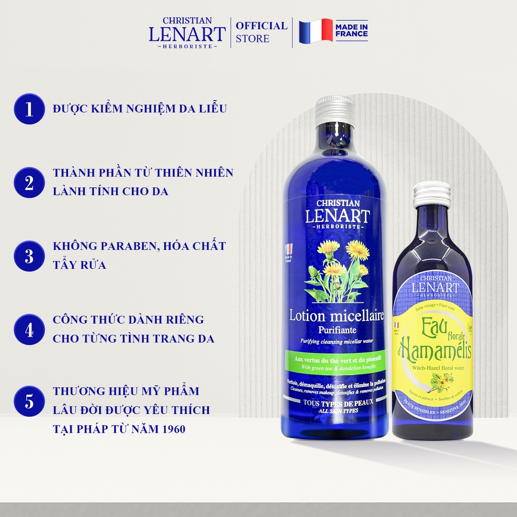 Combo Nước Tẩy Trang Micellar Trẻ Hóa Da 500ml Và Nước Cân Bằng Da Christian Lenart 200ml