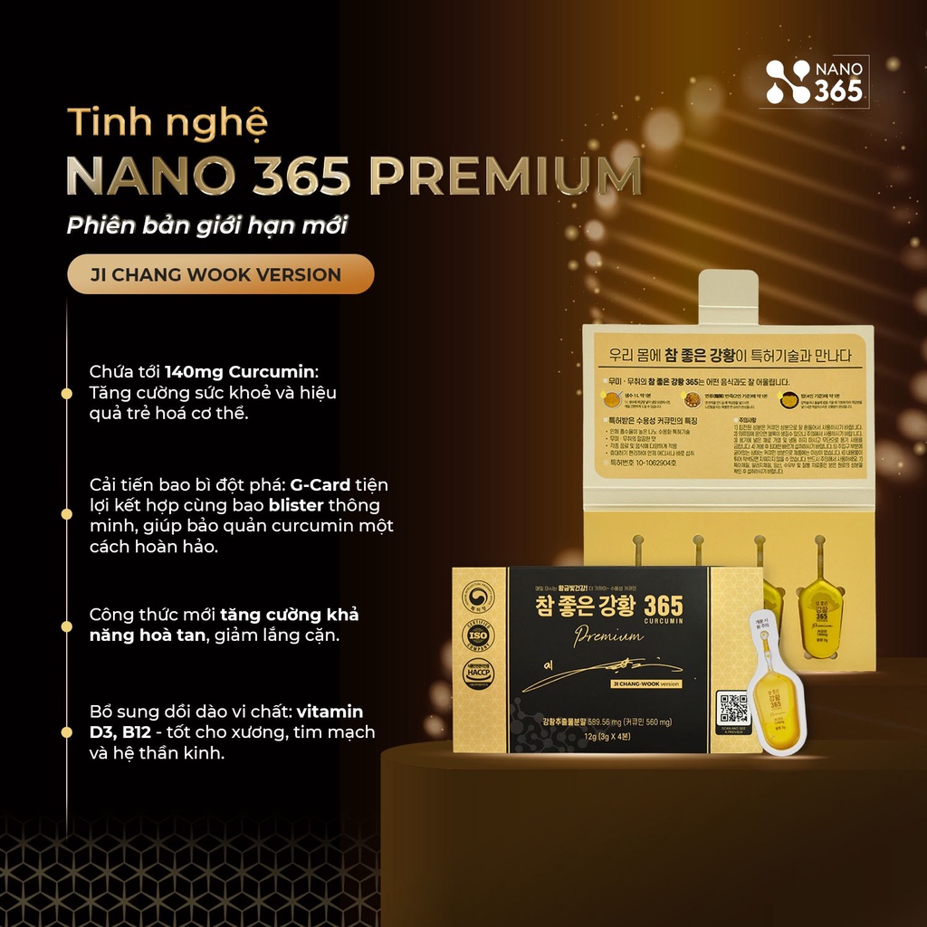 Nghệ Nano Curcumin Hàn Quốc 365 Premium tăng cường hệ miễn dịch giúp da
