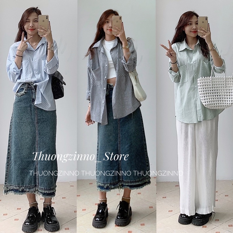 Áo sơ mi kẻ Focuss 1 hai túi tông màu bắt mắt Hàn Quốc