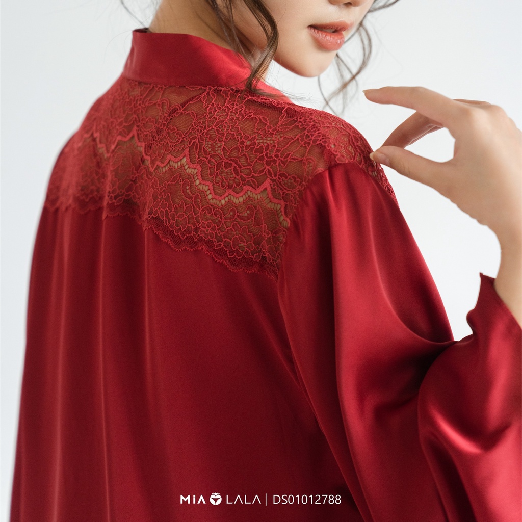 Áo choàng ngủ lụa phối ren quyến rũ MIALALA 2788 DS01012788