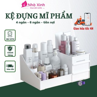 Kệ Đựng Mỹ Phẩm Mini 3 Tầng 6 Ngăn Bằng Nhựa Để Đồ Trang Sức, Đồ Makeup Tiện Lợi