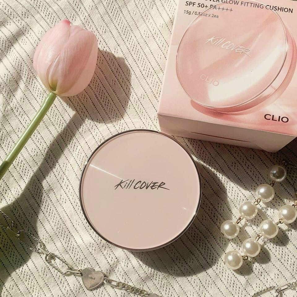 Phấn nước Cushion Clio Kill Cover Glow Fitting, phấn che khuyết điểm siêu căng bóng, Hàng chính hãng có sẵn