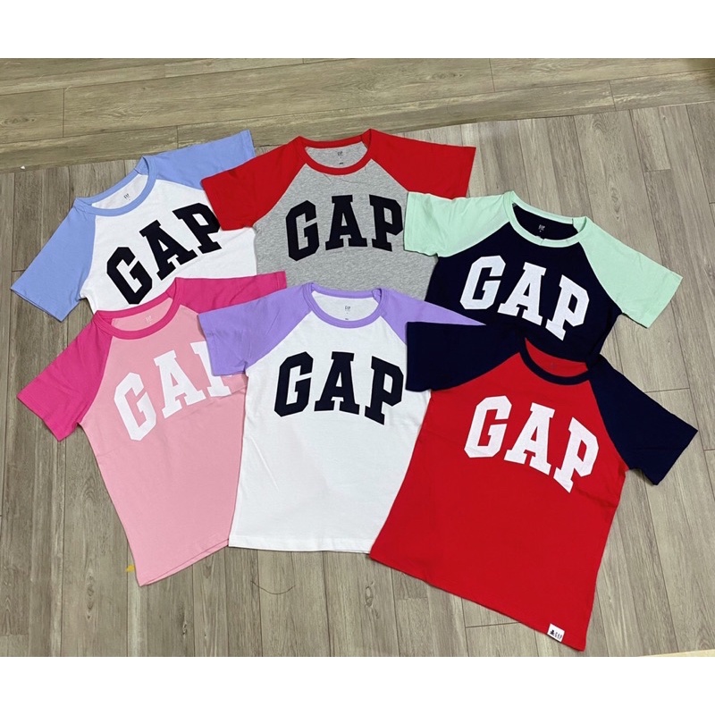 Áo GÁP size đại bé trai bé gái siêu mát phối tay màu năng động sz 4-14Y