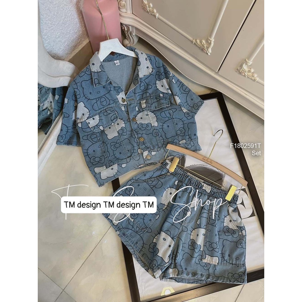 Set jean mèo kitti hàng đẹp [ KÈM ẢNH THẬT]
