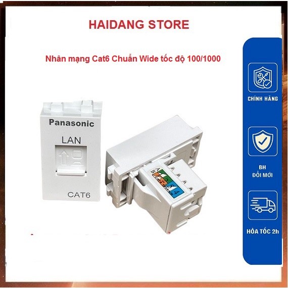 Nhân ổ cắm mạng Cat6 Panasonic chuẩn Wide module jack RJ45 Hạt mạng âm tường