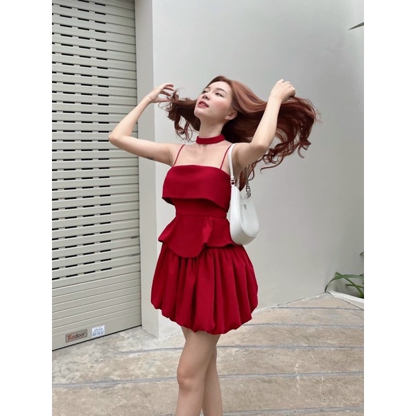 Đầm Hai Dây Thiết Kế Có Dây Cổ Kèm Ảnh Thật