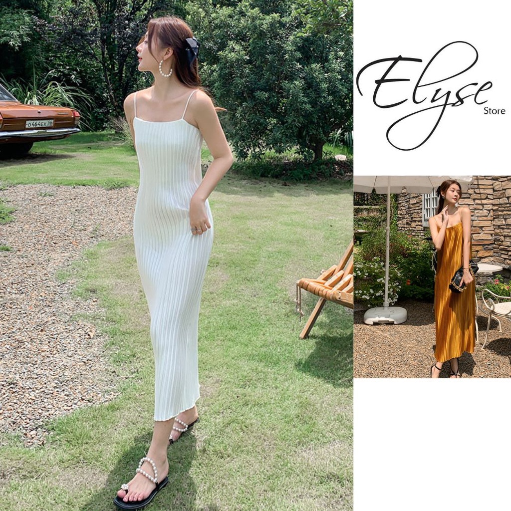 Váy Đầm 2 dây xếp ly sexy dáng dài xuông đi biển dự tiệc đi chơi thời trang thiết kế nữ V10