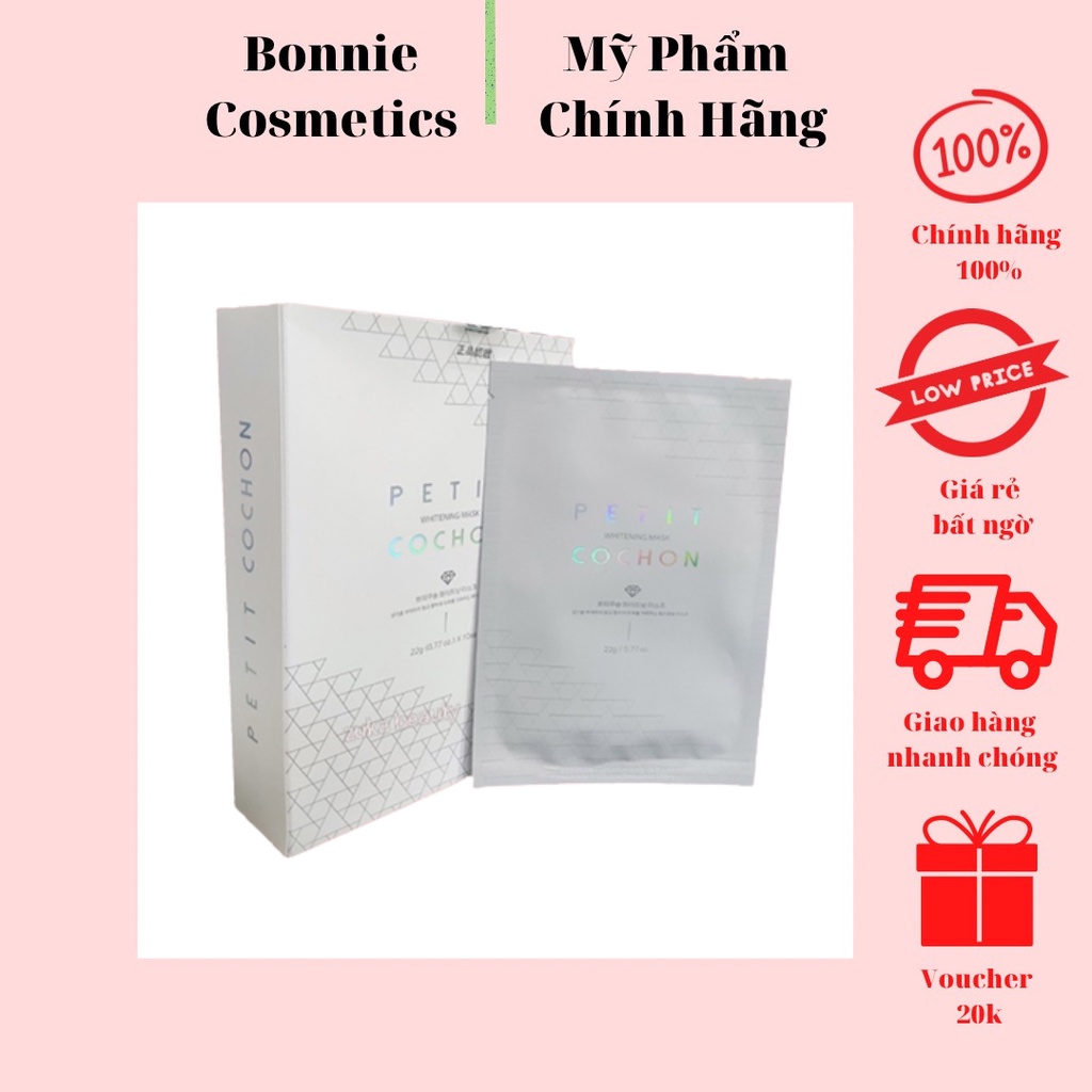 Hộp 10 Mặt nạ dưỡng trắng da cấp ẩm Petit CoChon Whitening Mask 22gx10