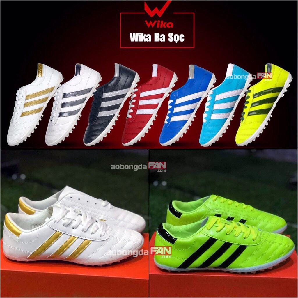 Giày Đá Bóng Ct3 Wika 3 Sọc Dùng Cho Sân Cỏ Nhân Tạo Khâu Toàn Bộ Đế Siêu Ôm Chân Chất Liệu Pu