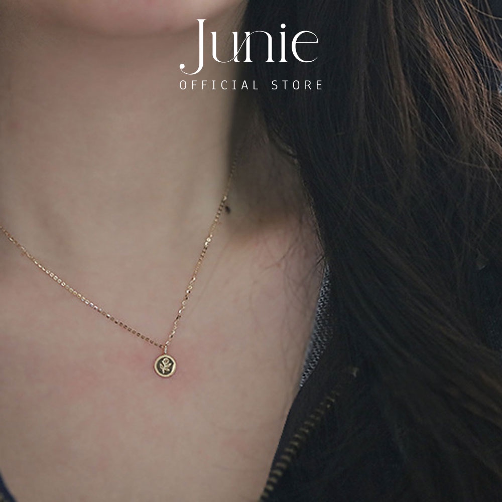 Dây Chuyền Bạc JUNIE, Phong Cách Dịu Dàng, Khắc Hình Bông Hồng N-ROSETTE