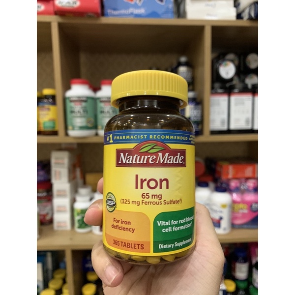 Viên Sắt Bổ Máu Iron 65mg Nature Made 365 viên của Mỹ _ Live mua hàng tại Mỹ
