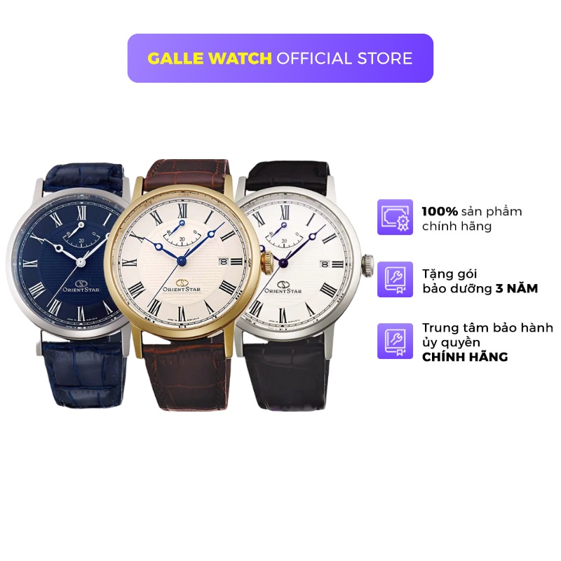 Đồng hồ cơ nam Orient Star Watch Classic SEL0900 tích cót 40 tiếng mặt kính Sapphire dây da đeo tay chính hãng