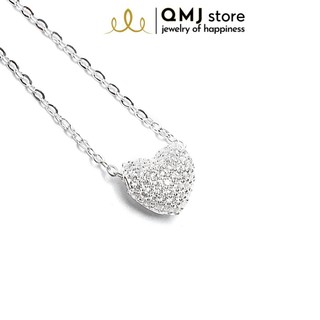 Dây chuyền bạc 925 cao cấp QMJ Tim 3D nạm đá tấm sáng, dây chuyền thời trang nữ đẹp [BẠC CHUẨN] QD013