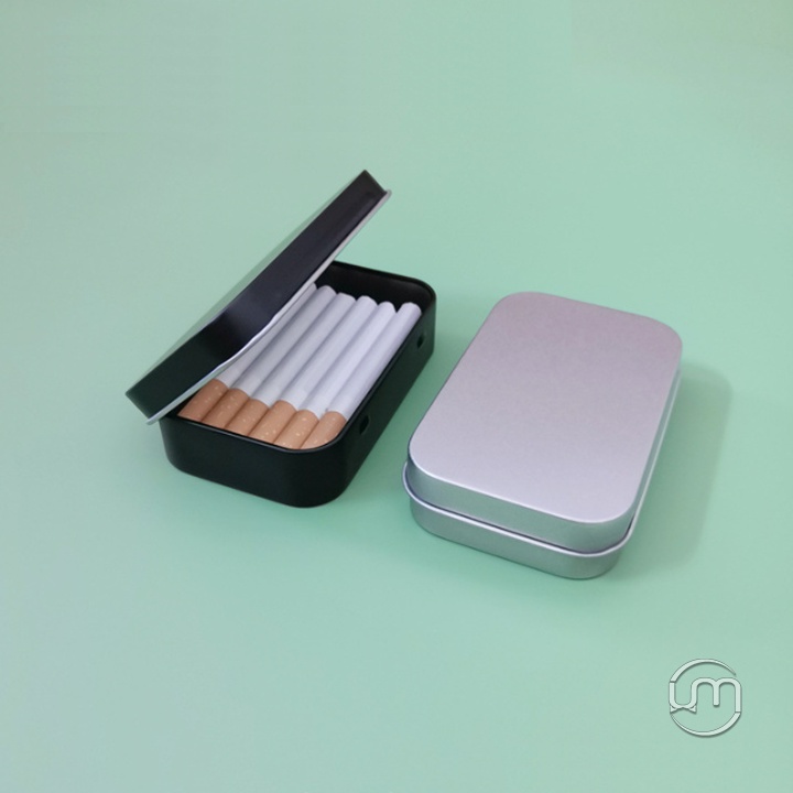 9.5x6x2cm-Hộp thiếc chữ nhật nắp lật bản lề