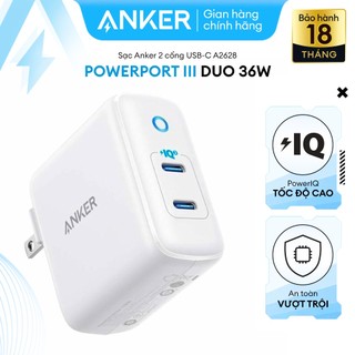 Sạc Anker PowerPort III Duo 36W 2 cổng PIQ 3.0 - A2628