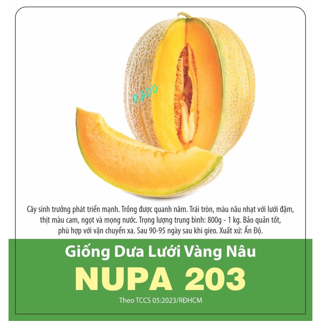 [Seeds] Hạt giống dưa lưới vàng nâu NUPA 203, đóng gói 1gr (khoảng 20 hạt)