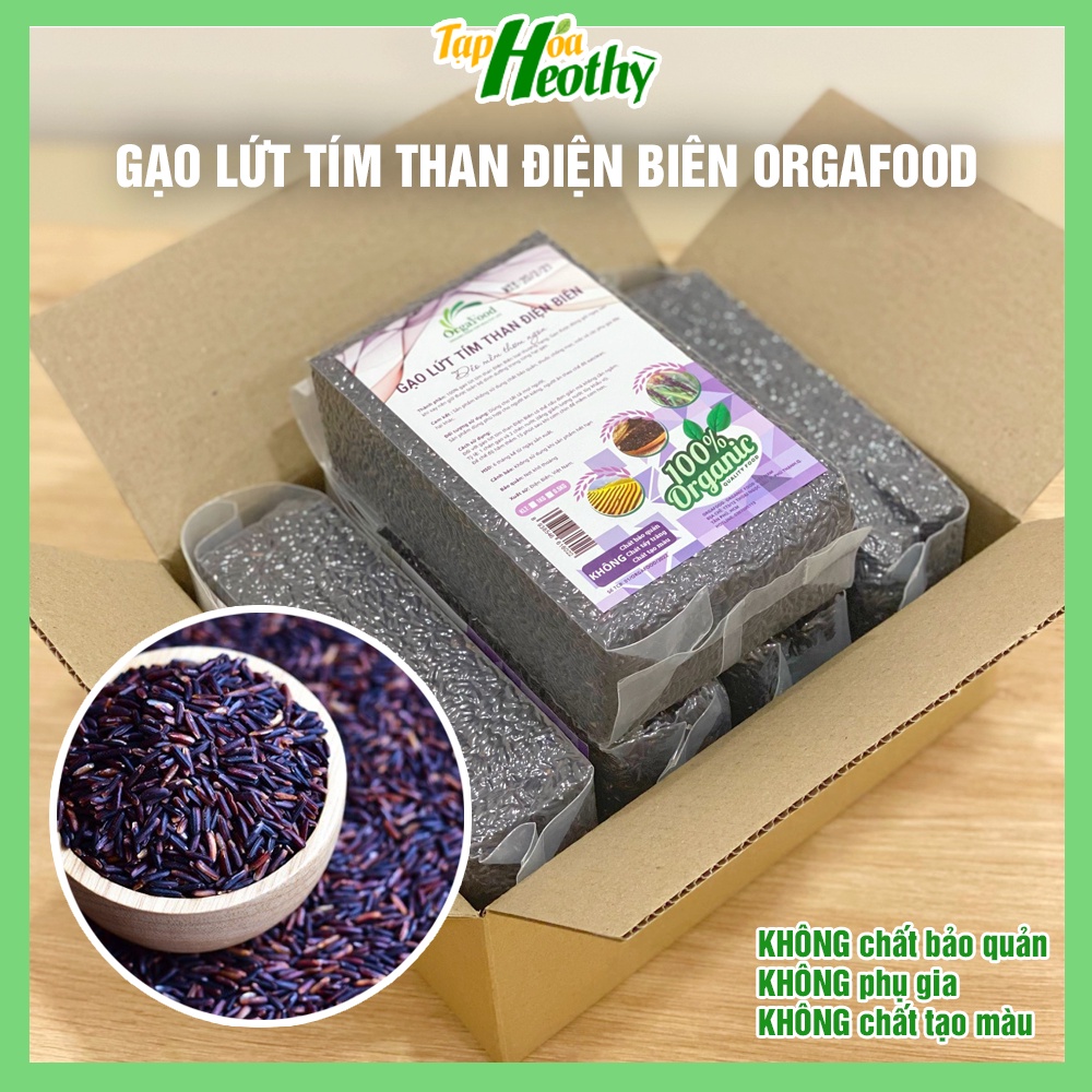 Gạo lứt tím than đen dẻo Điện Biên hữu cơ Orgafood 1kg cho người eatclean, giảm cân, ăn kiêng