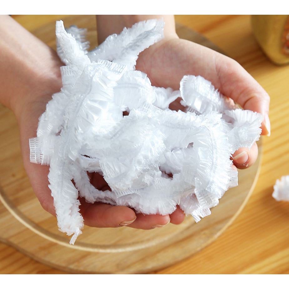 Gói 100 Màng Bọc Thực Phẩm Co Giãn, Túi Nilon Màng Bọc Thực Phẩm, Đa Năng, Mũ Ủ Tóc, Mũ Đội Đầu Khi Tắm. Kingler 5180