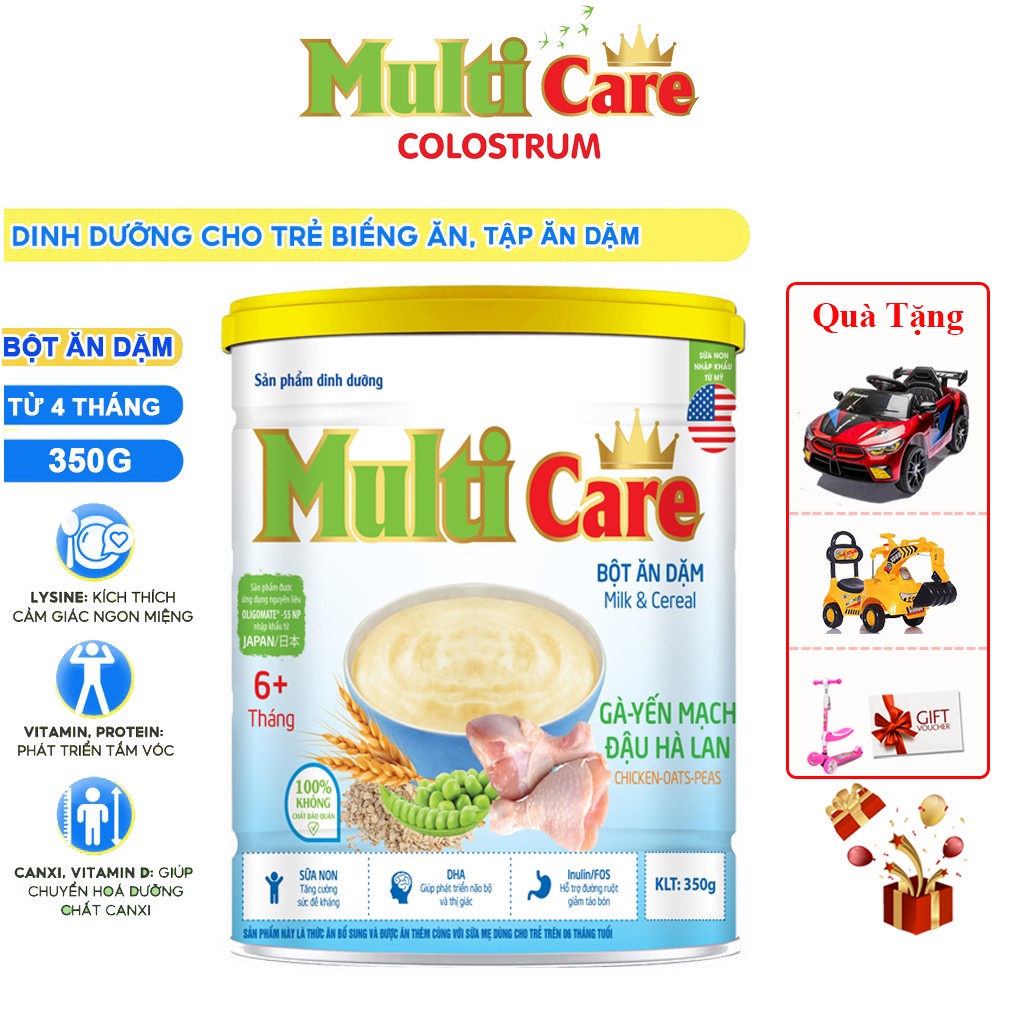 Bột ăn dặm đủ vị cho bé từ 4 tháng MULTI CARE 350g - bột cho trẻ ăn dặm - Freeship - dinh dưỡng, an toàn, tiện lợi