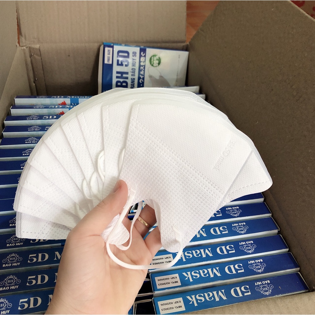 Lẻ 1 hộp khẩu trang 5D Bảo Huy kháng khuẩn-Hàng chính hãng