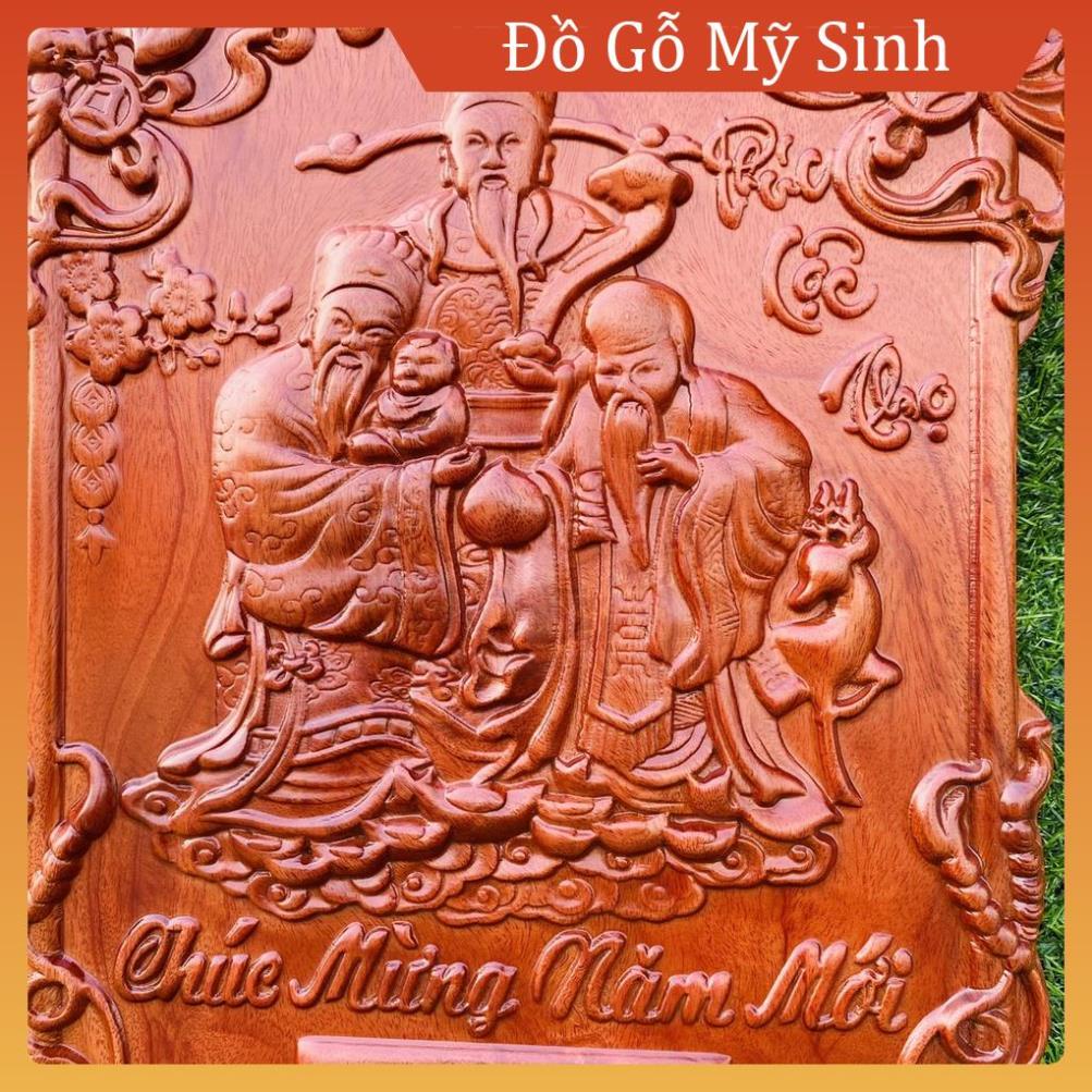 Tranh treo Đốc lịch TAM ĐA gỗ hương đỏ nguyên khối treo tường trang trí phòng khách gia đình, Đồ gỗ Mỹ Sinh cao cấp
