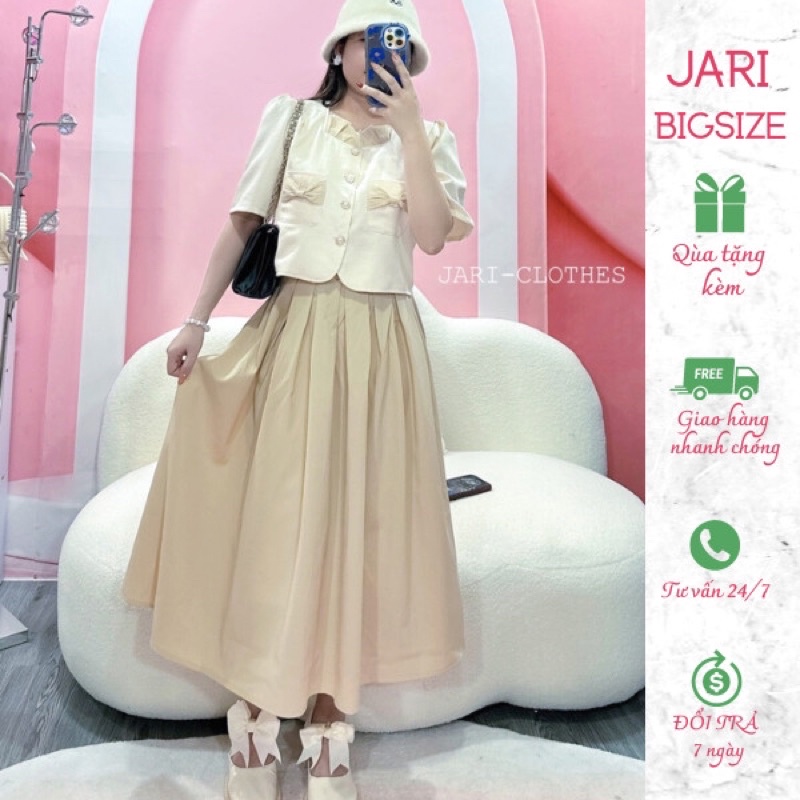Sét áo croptop chân váy dài ( JARI BIGSIZE ) 2 lớp dễ thương bigsize nữ