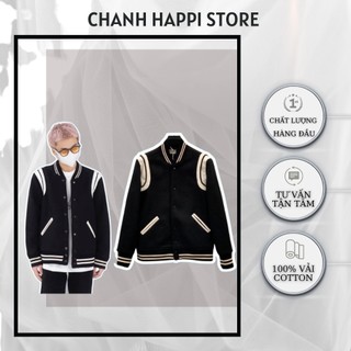 Áo khoác bomber varsity slp saint laurent teddy ysl , áo khoác da lộn nam nữ unisex