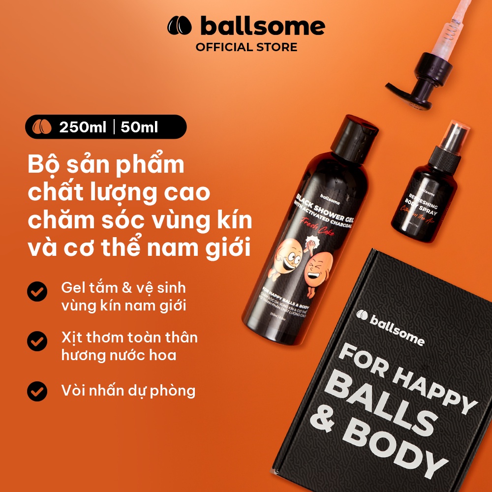 Bộ Quà Tặng Nam Giới FOR HAPPY BALLS & BODY Ballsome/ Gel Tắm Hương Fresh Coke & Body Spray Hương Citrus in the Air