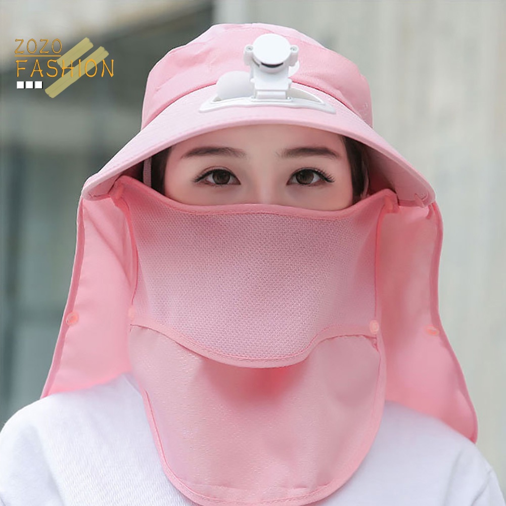 Mũ Rộng Vành Chống Nắng Kèm Quạt Có Thể Tháo Rời Tiện Dụng