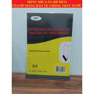 Menu mica A4 SN trong suốt - Kệ menu mica để bàn