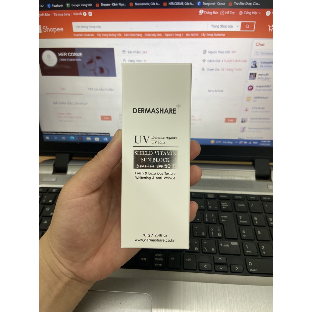 Kem chống nắng cho da nhạy cảm Dermashare 70g-SPF 50