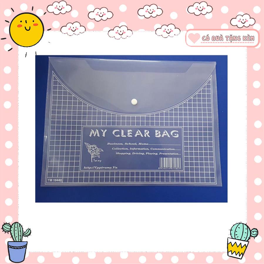100 Túi khuy bấm/ file clear bag / file đựng tài liệu/ bìa hồ sơ/ túi my clear