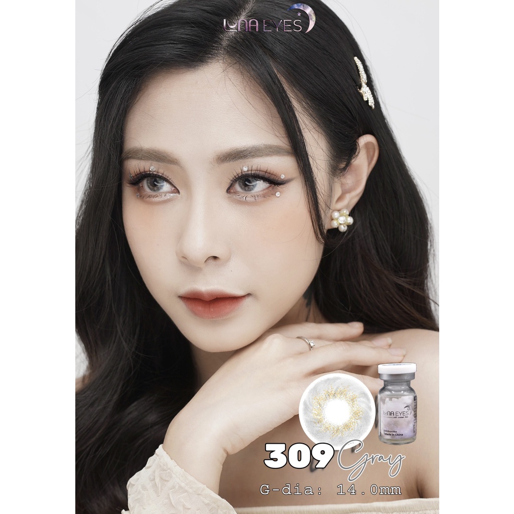 [Mã BMLT35 giảm đến 35K đơn 99K] Kính áp tròng LUNA EYES 309 GRAY - Lens size nhỏ