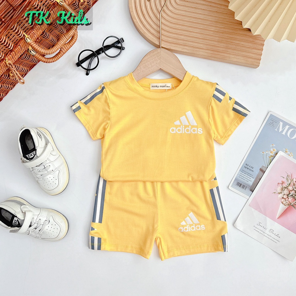 Bộ thun lạnh cộc tay cho bé trai, bé gái Adidas mẫu mới nhất cho bé trai, bé gái