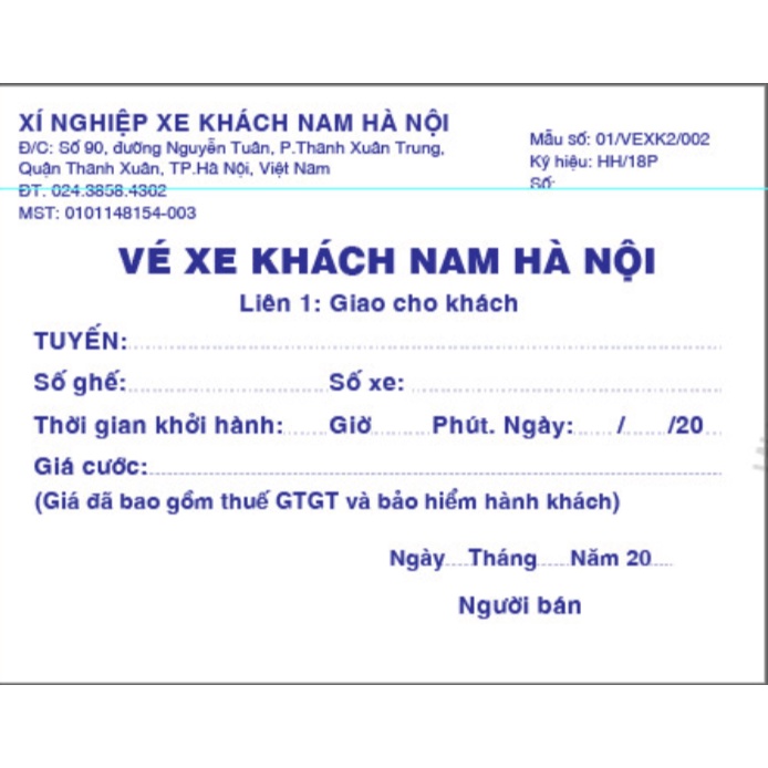 Cuống vé xe khách