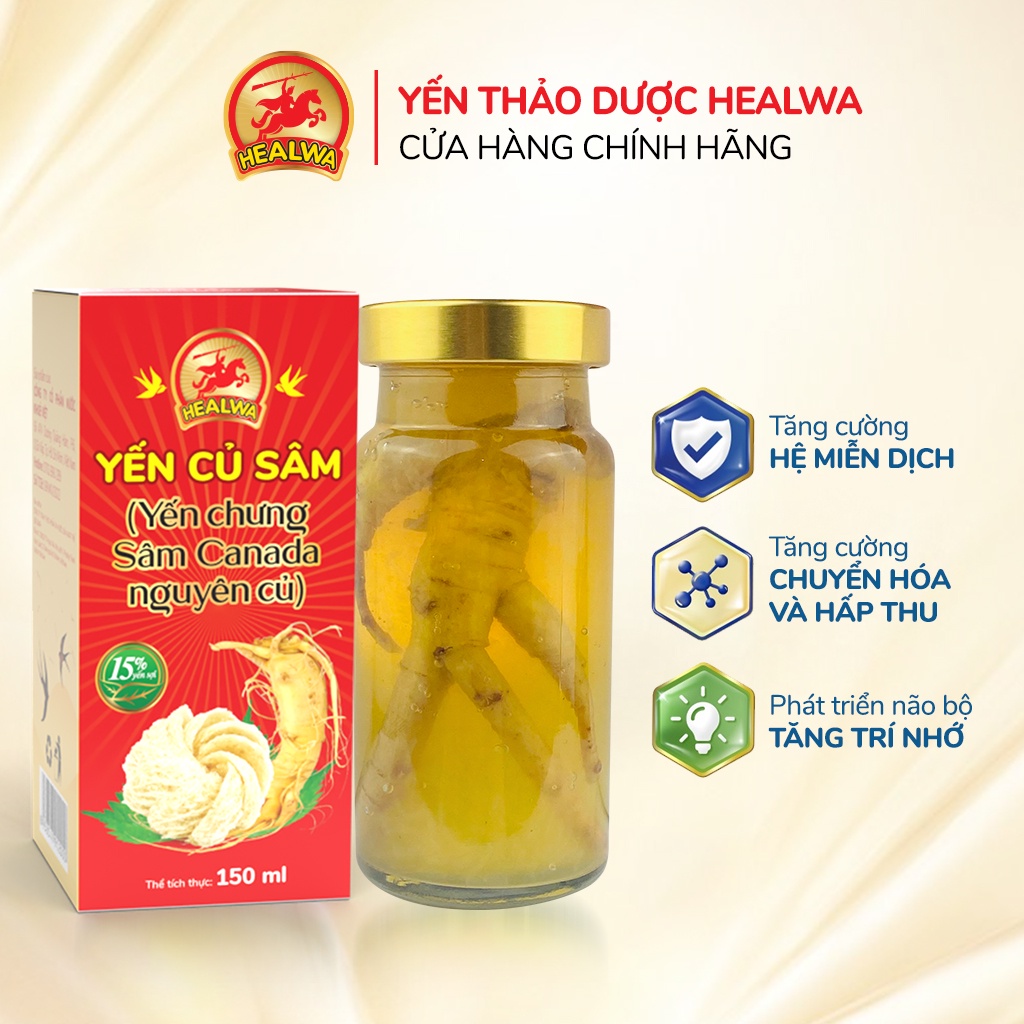 Yến củ sâm Canada Healwa  chưng sâm nguyên củ cao cấp Thức uống dinh dưỡng cải thiện sức khỏe