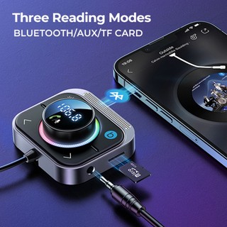 Multifunctional Car Bluetooth Transmitter and FM Transmitter with MP3 Player Support TF Memory Card Dual QC3.0 USB Port and Type-c fast charger