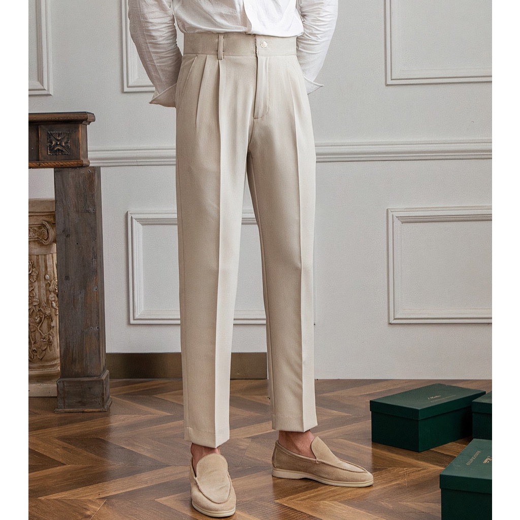 Quần Vải Nam Màu Be Dáng Baggy Ống Suôn Cạp Cao Vải Đẹp Giá Cạnh Tranh Nhất Thị Trường