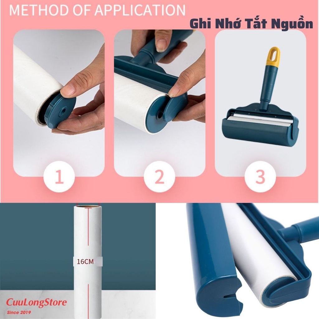 Cây Lăn Bụi Quần Áo Giường Chăn Thảm bàn ghế sofa lõi 60 lớp tĩnh điện làm sạch lông vật nuôi thú cưng chó mèo đa năng