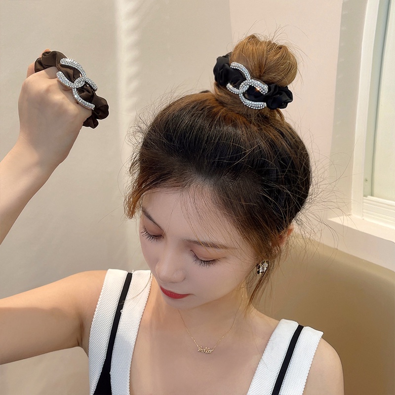 Dây Cột Tóc Đính Đá Họa Tiết Chữ C Phong Cách Hàn Quốc Thời Trang Mùa Hè Cho Nữ